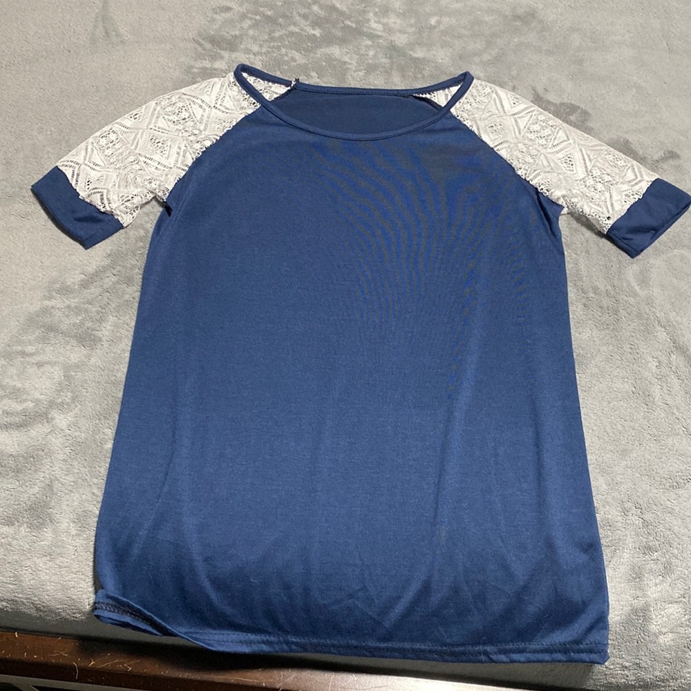 Blue and lace T shirt